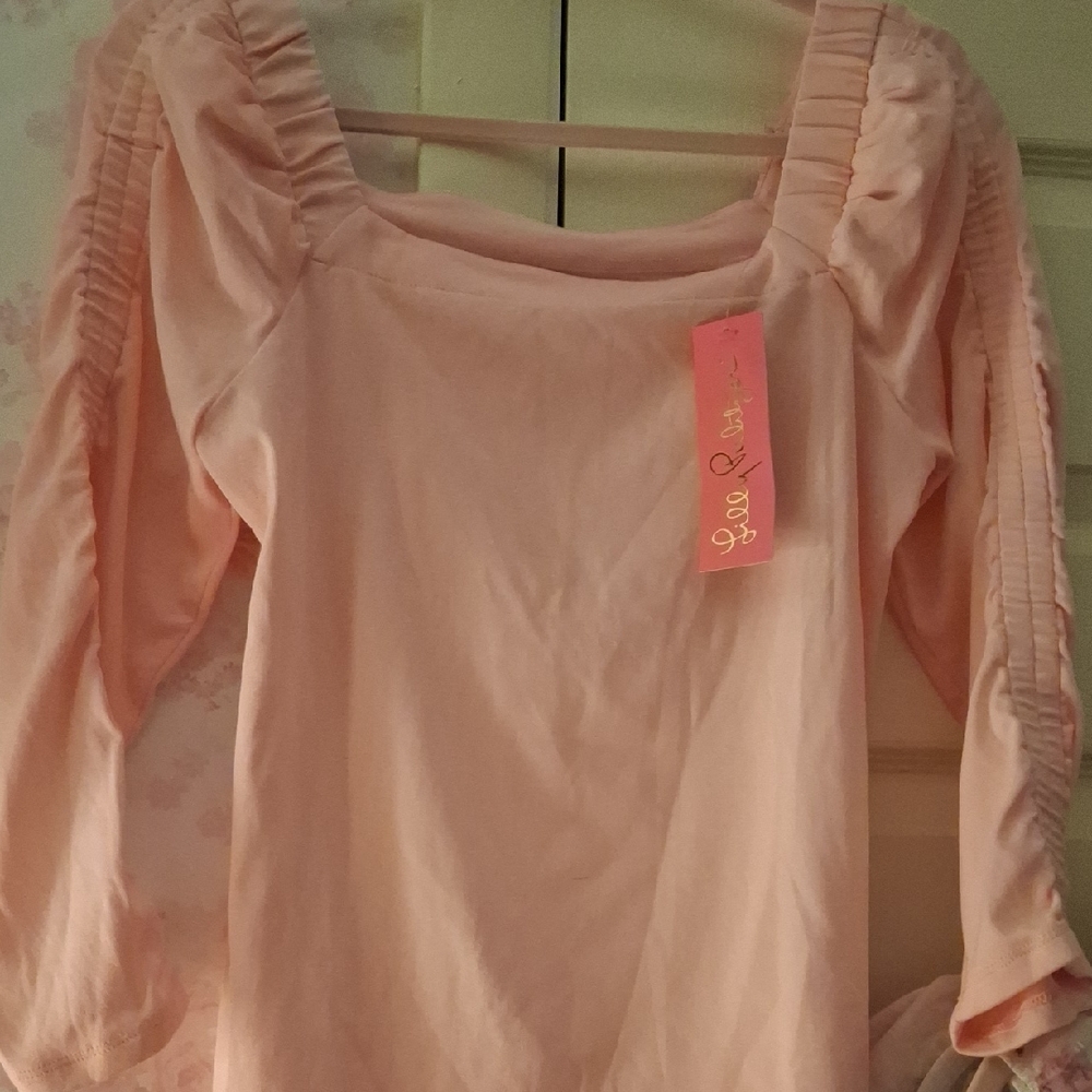 Lilly Pulitzer Sirah Knit Top Conch Shell Pink Sz M NWT